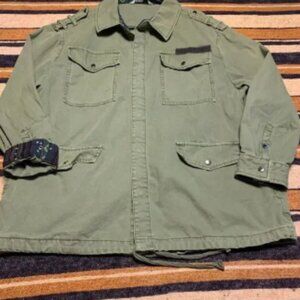 Zara Basic Denim Utility Jacket Large Dream Tounjours Army Green 90s Y2K Casual